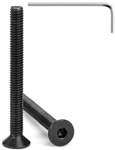 Tunejoy 20 Stück M4 x 40 mm Senkkopfschrauben Schwarz Senkschrauben Edelstahl A2 V2A Senkkopf Innensechskant DIN 7991 Vollgewinde mit Inbusschlüssel