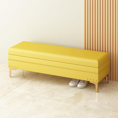 Aufbewahrungsbank für den Eingangsbereich, Polsterbank, Bettbank mit Stauraum, gelbe Ottoman-Bank für Wohnzimmer, Bettende, Aufbewahrungsbänke, 119 cm, Gelb 80 x 40 x 40 cm