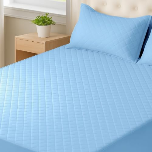 CYCMACO Matratzenschutz Wasserdicht 160x200cm, Atmungsaktive Nässeschutz Matratzenbezug Geräuschlos, Anti-Allergie Und Anti Milben, Hochwertige, rutschfest, Tiefe Tasche, Waschbar, Blau