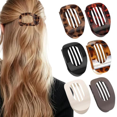 6 pinzas planas para el pelo, pinzas planas para el pelo, pinzas para el pelo para mujer, grandes, antideslizantes, sujeción fuerte, accesorios laterales