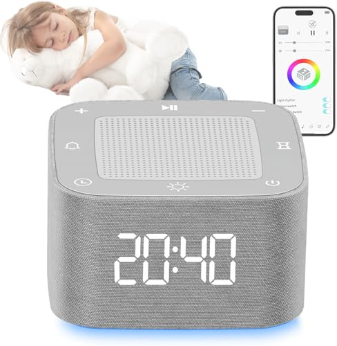Tatqilo White Noise Machine with 32 Soothing Sounds, Portable White Noise Machine for Baby Adults, 8 Night Light Memory Function, USB Rechargeable, Sleep Aid Sound Machine for Home Office Travel