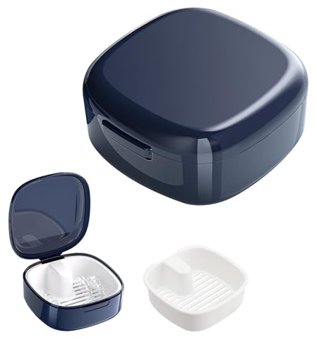 Boîte pour appareils dentaires avec tamis, couvercle portable pour prothèses dentaires - Double couche - Vidange creuse - Appareils dentaires invisibles - Boîte de rangement - Double couche