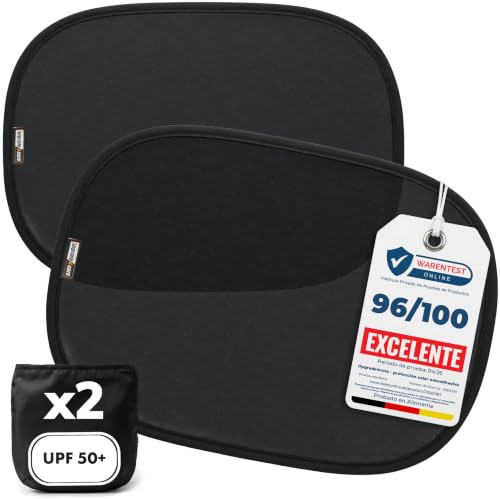 Upgrade4cars 2 x Parasol Coche Bebe con Protección UV | Protector Solar Autoadhesivo para Ventana Lateral Trasero | Interior Ventanas Laterales Niños