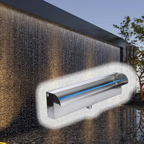 Anpassbare große Wasserfall-Spillway – extra breiter 55,9 cm Edelstahl-Teich-Wasserfall für Hinterhof-Brunnen und Steingarten, Garten-Outdoor-Dekoration