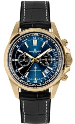 JACQUES LEMANS Herrenuhr Chronograph Liverpool Schwarz/Blau 1-2117ZH