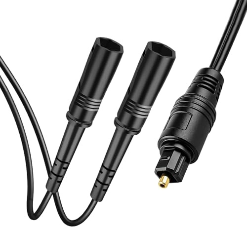 Toslink Cable Fibra de Audio Optica Splitter Cable audio SPDIF 1 Conector Entrada 2 Hembras Digital Fiber Optic Audio Splitter SPDIF Extension Cable para Reproductor de DVD TV Amplificador Soundbars