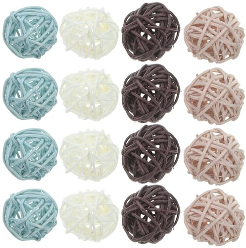 BESTYASH Bolas de Ratán para Jarrón 3 Cm, Colores, Oscuro y Oscuro, 72 Piezas, Hechas de Ratán Natural, Decorativas y Reutilizables, Ideales para Manualidades y Decoración de Interiores