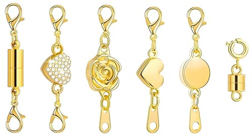 Ngbbby Magnetic Necklace Clasps & Closures - Jewelry Making Supplies with Extenders, Gold Lobster Claw Clasp Findings