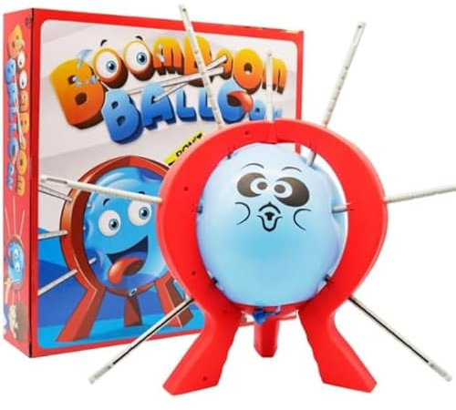Masyrt Ensemble de Jeu de Fête Balloon, Jeu D'éclatement de Ballons de Bureau, Ballons Interactifs de Fête pour Enfants, Jeux de société avec 9 Ballons, 9 Bâtons, Support de Dés,