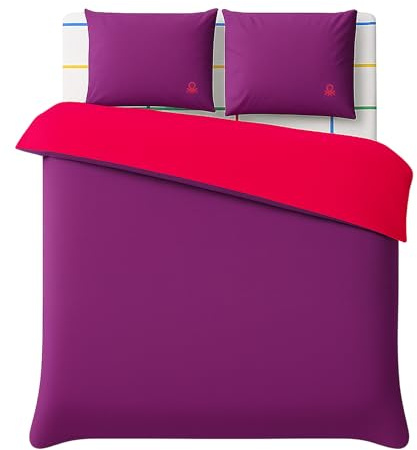 Set de Cama 150cm - Juego de sábanas (Bajera, encimera + 2 Fundas Almohada 45x90 cm) + Juego Funda nórdica Reversible 200x220 + Sábana Bajera 160x200+30cm + 2X Funda de Almohada 50x70cm