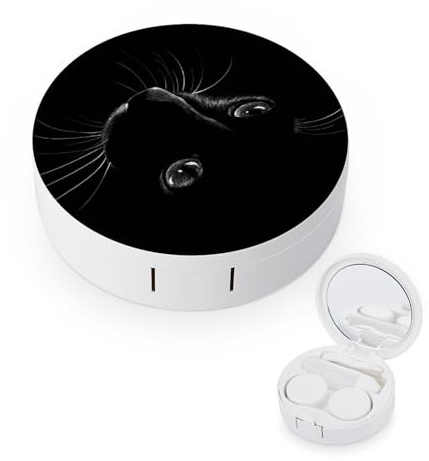fkgvwo Contact Lens Case Black Cat Contact Lens Box Travel Kit Portable for Travel & Home