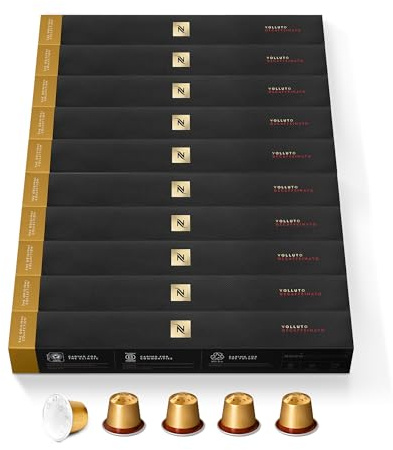 Nespresso Original - Assortiment Volluto Decaffeinato - 100 Capsules Café | Compatible avec machines Nespresso Original - Café décaféiné doux et onctueux - Notes biscuitées pour espresso ou latte