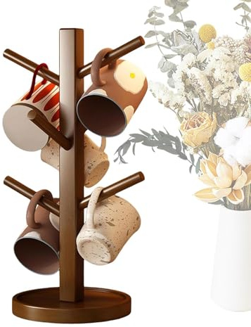 Genérico Árbol portatazas | Estante Compacto para Tazas y Soporte Organizador,Soporte para tazas de café con 6 ganchos | para cafeterías, restaurantes, armarios, hoteles, salas de estar, bodas