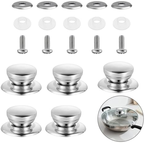 5 Stück Edelstahl Topfdeckelgriffe,Topfdeckelgriff,Topfdeckel Griff,Universal Topfdeckelknöpfe mit Schrauben,Universal Topfdeckelknöpfe Mit Schrauben,Topfdeckel Knopf, Ersatzgriff für Topfdeckel Griff