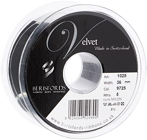 Berisfords Samtband, schwarz, 5 m, 36 mm Breite