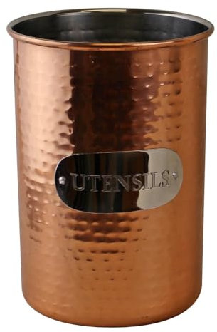 Carousel Home and Gifts Sturdy Hammered Metal Copper Kitchen Utensil Holder