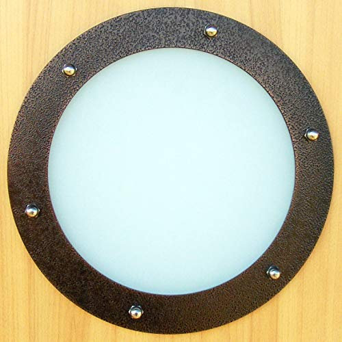 Bullauge für Tür flat „altes Kupfer” 323mm Glas matt Hutmuttern