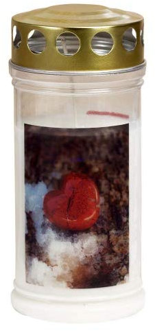 JEKA Grabkerze - Grablicht - Motivkerze - Gedenkkerze Motiv Herz/EIS Dauerbrenner 70-90 Std.