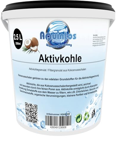 Aktivkohle Filterkohle Kokoskohle Aktivkohlegranulat Körnung 2.36-0.60mm (2.5 Liter)