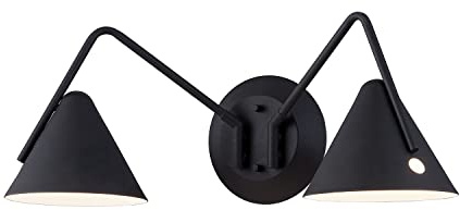 Justice Design Zag Dimmable Integrated LED 2-Light Wall Sconce in Matte Black for Living Room, Dining Room, Bedroom, Bathroom, Powder Room, Hallway, Home Theater, Dining Room, or Office