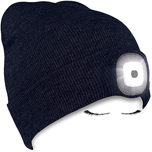 Morye LED Mütze mit Licht, Laufmütze Herren Damen Kappe Lampe USB Nachladbare 4 LED Scheinwerferkappe für Warm Cap mit LED Licht für Jogging,Camping,Angeln,Walking