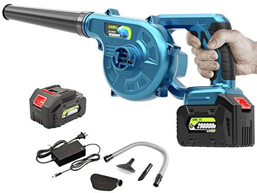 ACXZ Handheld Leaf Blower and Vacuum Cleaner, 2 in 1 Cordless Variable Speed Garden Sweeper Blower with Battery and Charger, 21V Lithium Battery, for Courtyard/Driveway/Deck/Porch, Blue