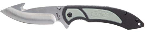 Old Timer Trail Boss 8in Gut Hook Folding Knife with High Carbon Stainless Steel, TPE Grip Handle, Finger Flip Assist, and Liner Lock for Hunting, Field Dressing, Skinning, Gutting, and Outdoors