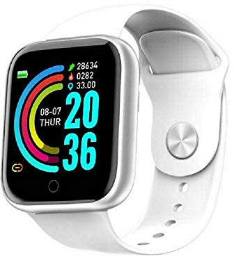 Orologio intelligente Tbrand Y68 impermeabile con monitor della frequenza cardiaca e fitness per bracciale iOS Android (bianco)