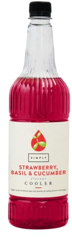Simply Erdbeer-, Basilikum- & Gurkenkühler, veganer & glutenfreier Getränkesirup für Likürbisse, Cocktails & Mocktails (6 x 1 Liter)