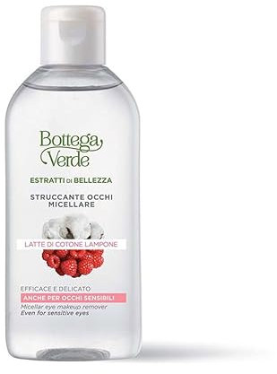Bottega Verde - Estratti di bellezza - Struccante occhi micellare - Latte di Cotone Lampone - efficace e delicato - anche per occhi sensibili (100 ml)