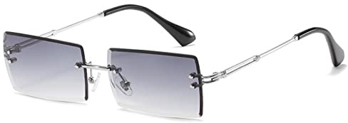 YUELUQU occhiali da sole retrò senza cornice per donne uomini moda retrò rettangolo occhiali quadrati occhiali da sole trasparenti, trasparente, Medium