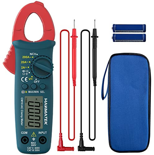 Digital Clamp Meter,HANMATEK CM10Digitales Zangenmessgerät, Amp-Spannungsprüfer mit automatischer Bereichswahl und Hintergrundbeleuchtung, Zangenmultimeter 2000 Counts Amp Tester