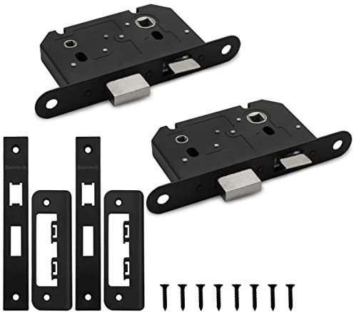 Bwintech 2 PCS Matt Black Bathroom Lock 75mm (3 Inch) for Internal Doors and Bathroom Doors, Reversible Catch