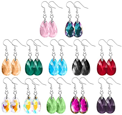 12 Paar Kristallohrringe Ohrhänger Set Damen Kristall Ohrringe Regenbogen konplott Ohrringe Weihnachtskugeln Mädchen Discokugel Ohrringe Damen Hängend