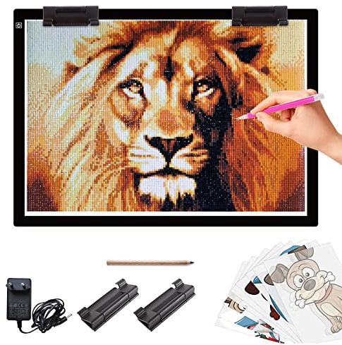 elice Tavolo luminoso a LED A2, tavolo da disegno ultra sottile da 7 mm, luminosità regolabile continuamente, pannello luminoso grande per pittura con diamanti, disegno di schizzi, con adattatore da