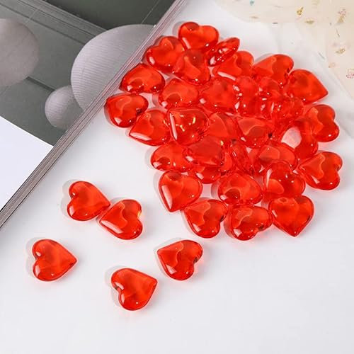 YIEUR 100 Stück rot Herzen Diamant Konfetti Deko, 22mm glitzer Dekosteine herzen Acryl, Streudeko Kristalle Konfetti Diamanten Plastik Hochzeit Tischdekoration Geschenk Taufe von Partyloon(rot-22)