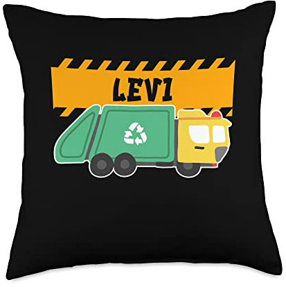 Waste Collector Dump Trash Recycling Lover Levi Trash Kids Collector Ecologist Garbage Truck Throw Pillow, 18x18, Multicolor