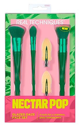 Kollektion Nectar Pop Glazed Daze Face Makeup Brush Kit – Set mit 4 Pinseln, Real Techniques