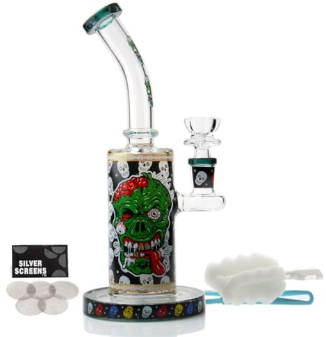 Mini Glass Bong 14mm Smoking Pipe Portable Oil Burner Bubbler Bong Small Oil Dab Rigs for Smoking Bongs Send Bong Bowl (Yellow Bongs)