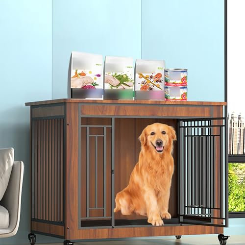 Tierkäfig mit abschließbarer Tür Hundehütte für mittelgroße Hunde Multifunktional Hundehaus TV Schrank Tierkäfig Hundehütte Indoor mit Holzoptik für große Hunde bis 50 kg. ( Color : Wit , Size : 110x7
