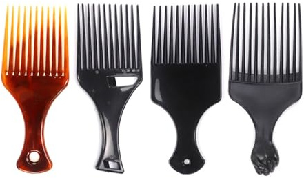 Confezione da 4 pettini districanti professionali, stuzzicadenti larghi per capelli afro e ricci, strumenti per lo styling, ideali per viaggi e cura dei capelli grassi