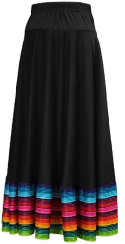 HiyyFloy Costume De Flamenco pour Femmes, Jupe De Danse Folklorique Espagnole, Jupes Longues Colorées À Grande Balançoire, Costume De Spectacle De Danse Folklorique Mexicaine