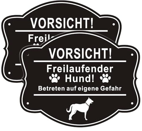 2 Stück Vorsicht Hund Schild Lustig - 25x20cm Alu Metall Hundeschilder Warnung Zaun für Hunde- Warnung vor dem Hund Schilder - Hundeschild Wetterfest - Hundewarnschilder