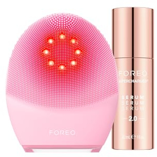 FOREO Firm & Clean Bundle - Luna 4 Plus Normal Facial Cleansing Brush + Supercharged SERUM 2.0, 30ml - Near Infrared Light Therapy - Microcurrent Facial Device