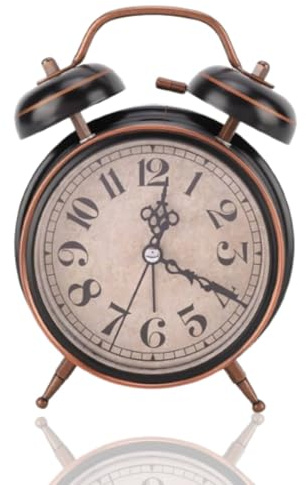 Jwthee Sveglia forte per chi ha il sonno pesante, sveglia a doppia campana da 4 pollici Sveglie analogiche retrò per bambini Sveglia da tavolo Sveglia da tavolo con luce notturna per (Black)