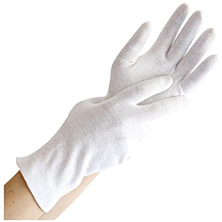 FRANZ MENSCH 600 Stück Hygonorm Baumwollhandschuhe Blanc Light, weiß, 8/M, L: 25cm, Karton, Baumwollhandschuhe, Textilhandschuhe, Stoffhandschuhe