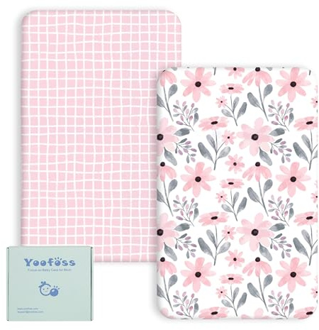 Yoofoss 2 Pack Baby Spannbettlaken Spannbetttuch Mikrofaser Matratzenauflage Atmungsaktiv Matratzenschoner Laken für 50x89 cm 50x90 cm 55x90 cm Beistellbett Babybetten Kinderbett