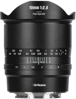 7artisans Objectif fisheye ultra grand angle F2.8 II 10 mm - Angle de vision 185° - Distance minimale de mise au point de 0,15 m - Pour appareils photo Sony E-Mount sans miroir