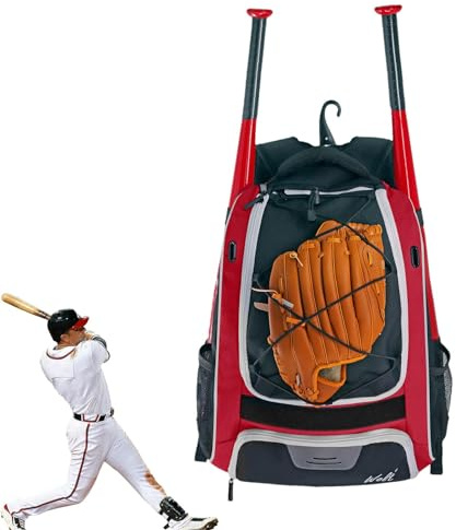 Zunetsutock Baseball-Rucksack | Baseballtasche für Erwachsene | Jugend-Baseball-Rucksack, Ausrüstungstasche, wasserdicht, reißfest, großes Hauptfach, für Schläger, Handschuhhalter, Helme, Schuhfach