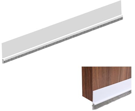 100cm Zugluftstopper Weiß, Selbstklebende Dichtungsband für Türen, Türdichtung mit Bürstenstreifen, Schutz gegen Staub, Lärm und Zugluft, Energieeffiziente Türbürste Abdichtung (Weiß)